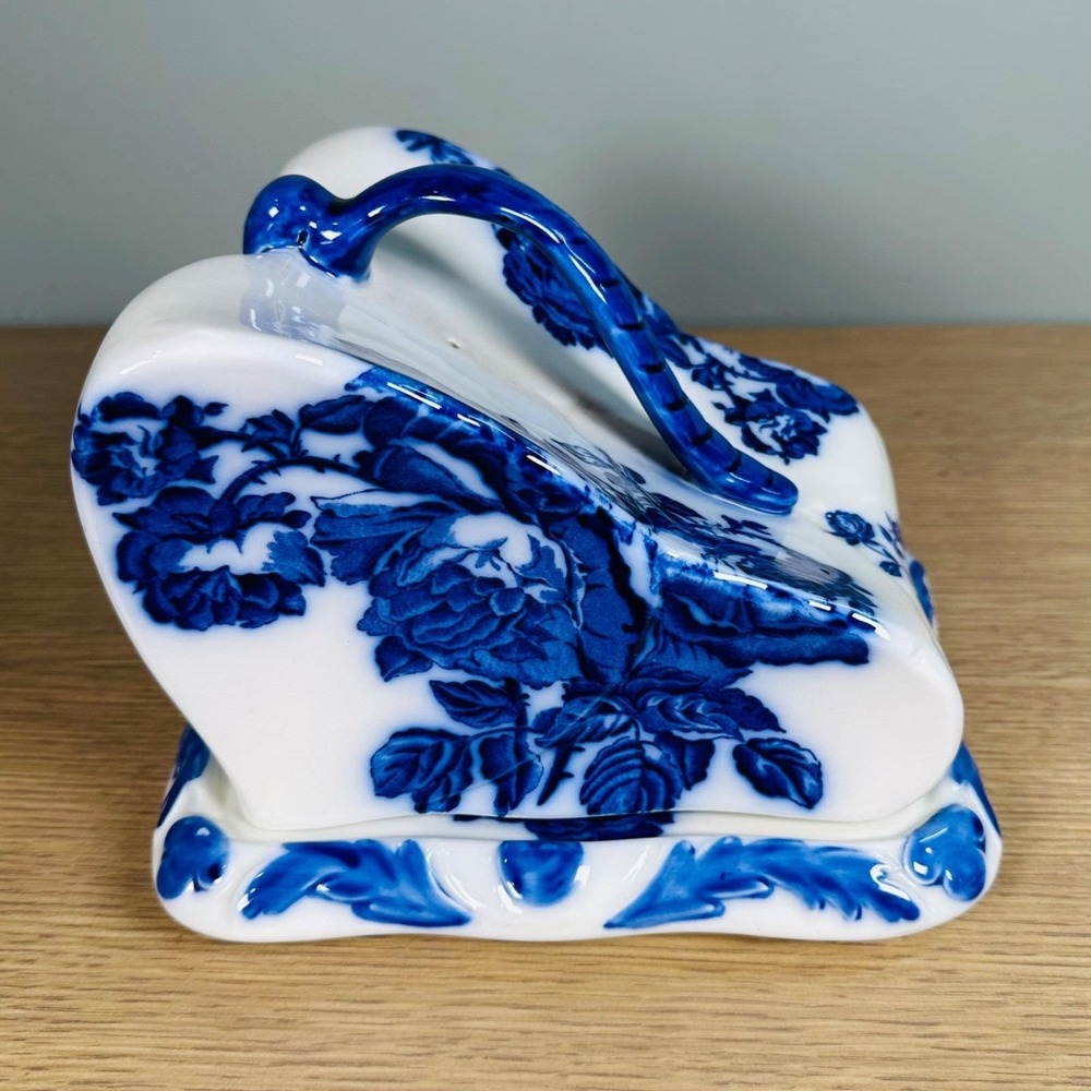 VTG Blakeney Ironstone Flow Blue Rose Cheese Keeper Dish Staffordshire England - Picture 2 of 15